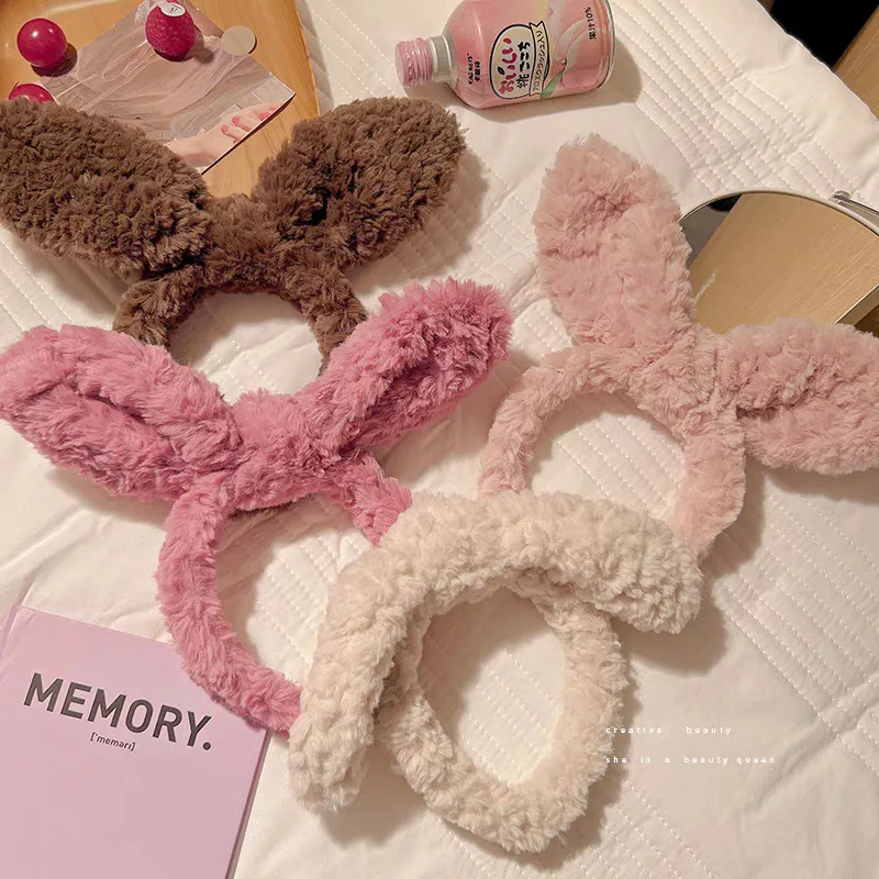 New Arrival Plush Big Bunny Ear Headband for Women – Premium Spa Face Washing Hair Hoop, Non-Slip Makeup Hold-Back Headwear, Elegant Beauty Hair Accessory